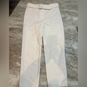 LOFT White Linen Blend Cropped Pants Womens Size 0 Ankle Summer Career Pants